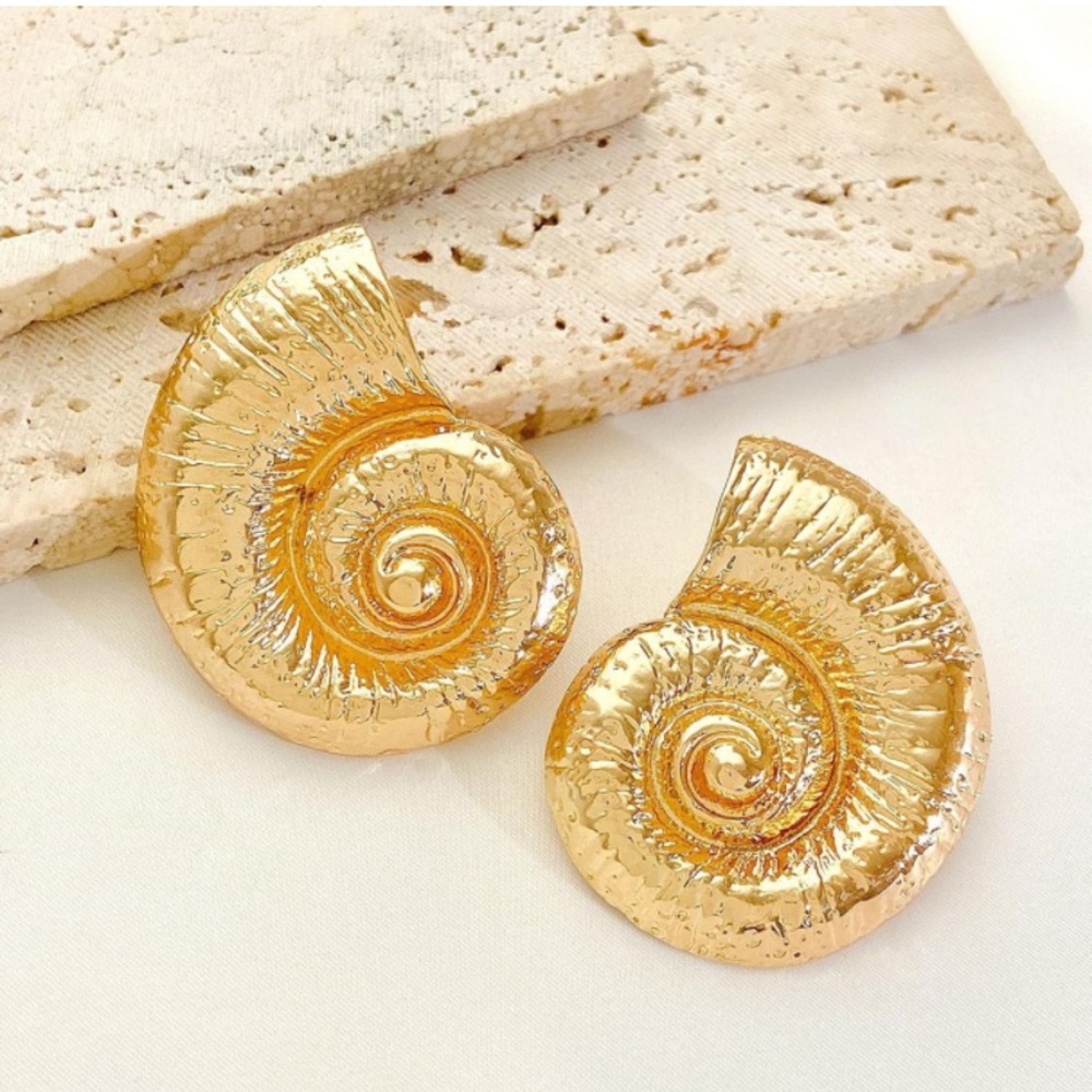 NEW Gold Large Statement Shell Earrings